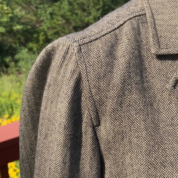 Gap Blazer Winter Spring wool suede elbow patches Herringbone Blazer Browns  8 - Picture 12 of 16